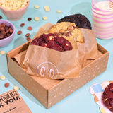 3 x New York Cookies, The Classics – box with Chocolate Chip, Double Chocolate, and Red Velvet cookies from Crumbs & Doilies